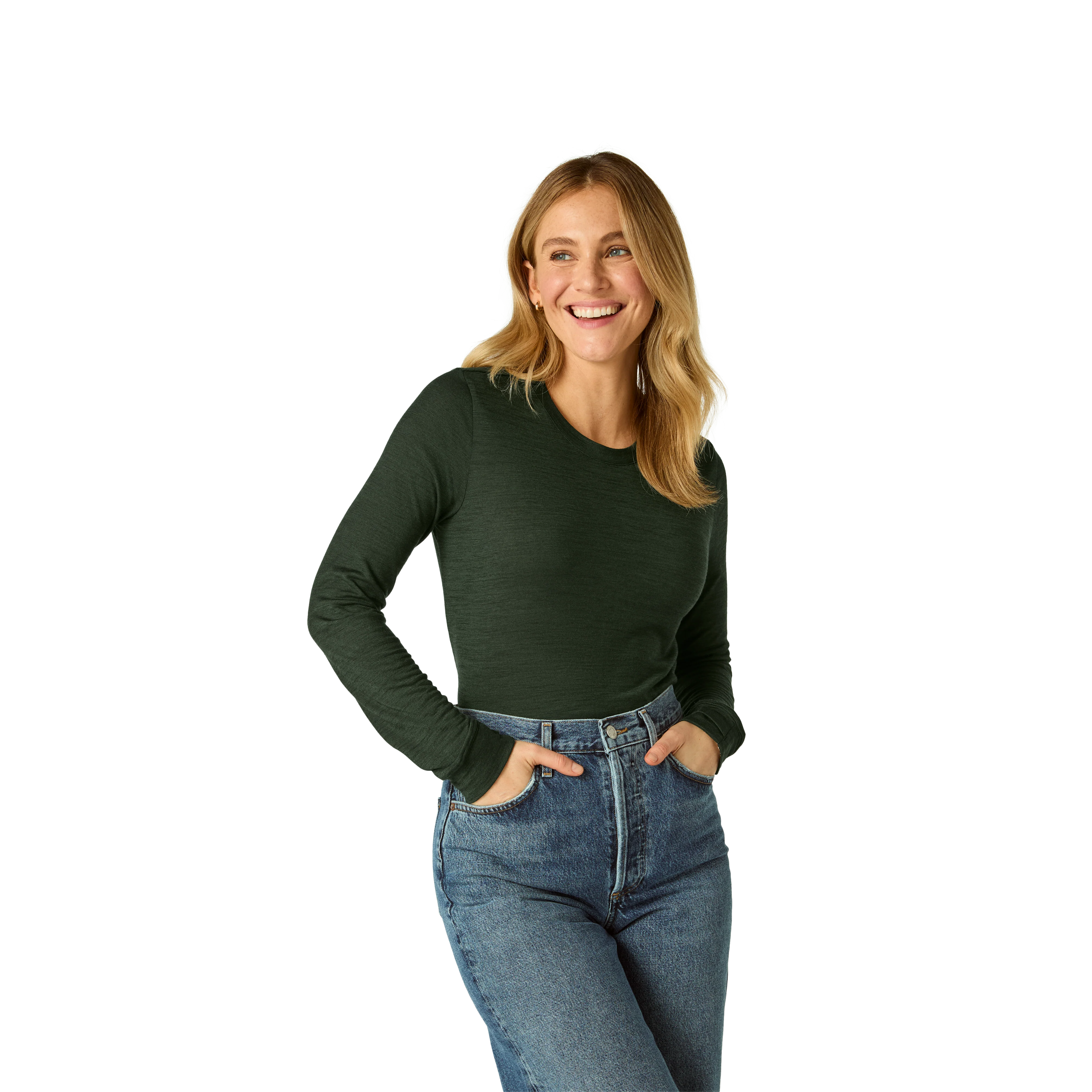 Women's Merino Wool Blend Crew Neck Long Sleeve T-Shirt - Image 12