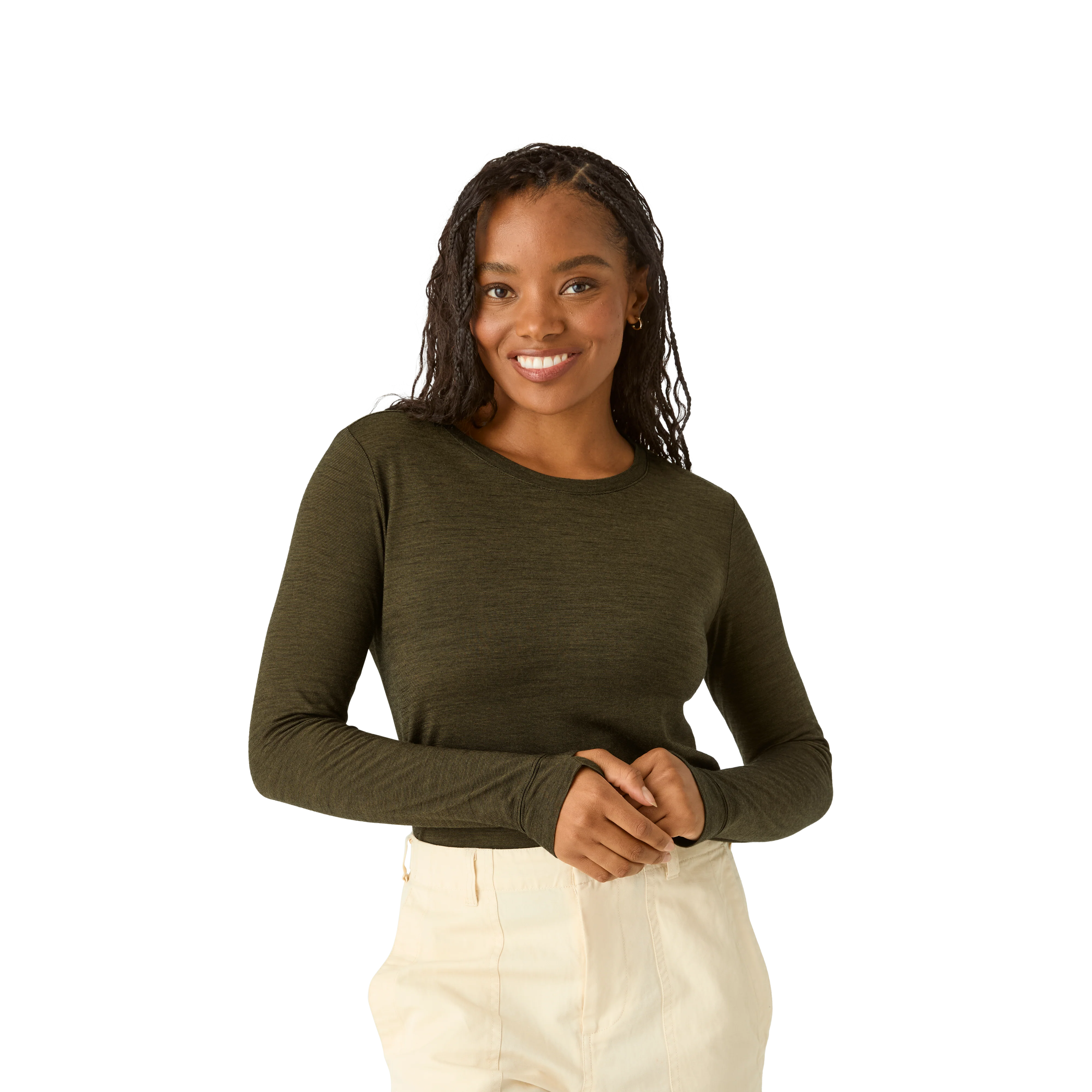 Women's Merino Wool Blend Crew Neck Long Sleeve T-Shirt - Image 15