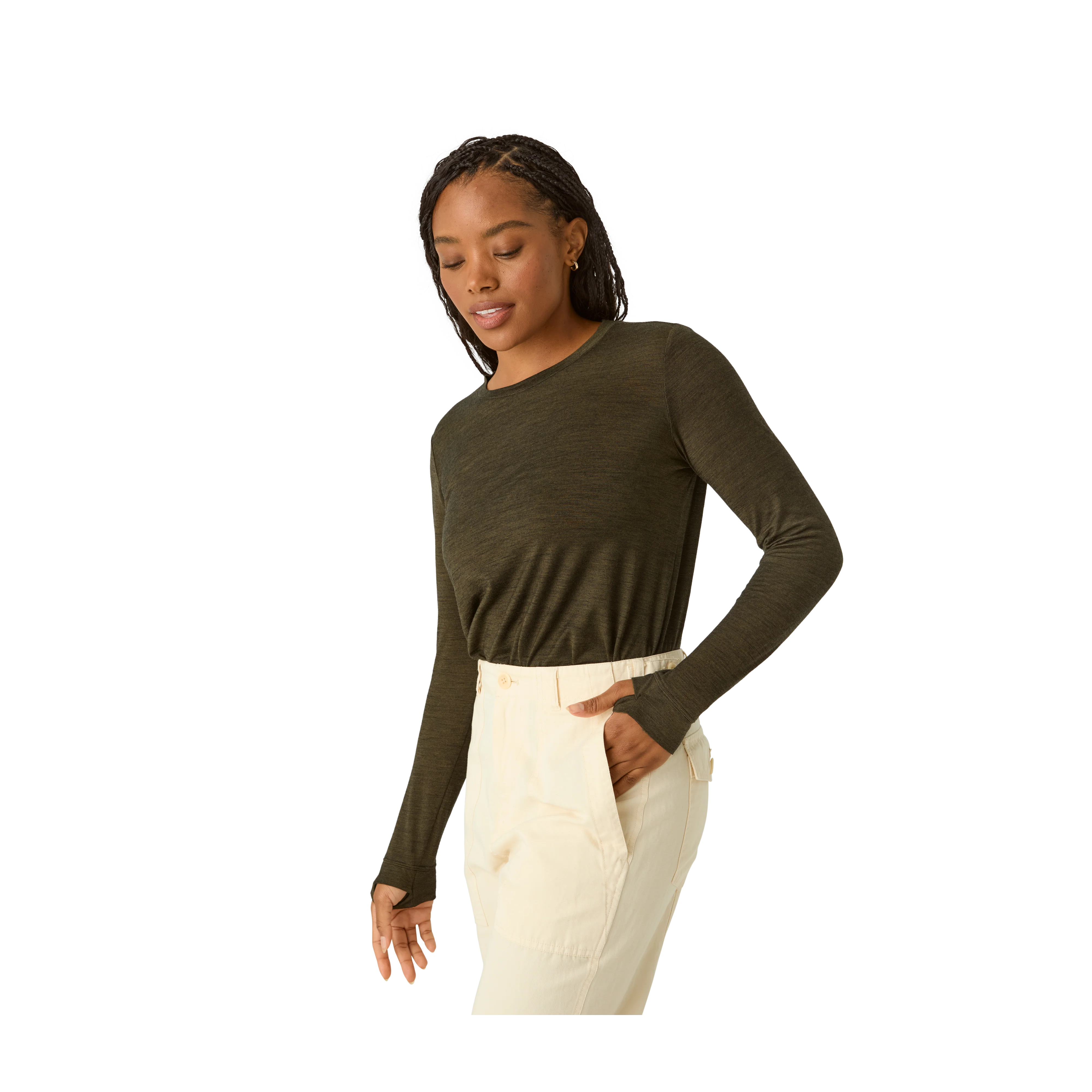 Women's Merino Wool Blend Crew Neck Long Sleeve T-Shirt - Image 16