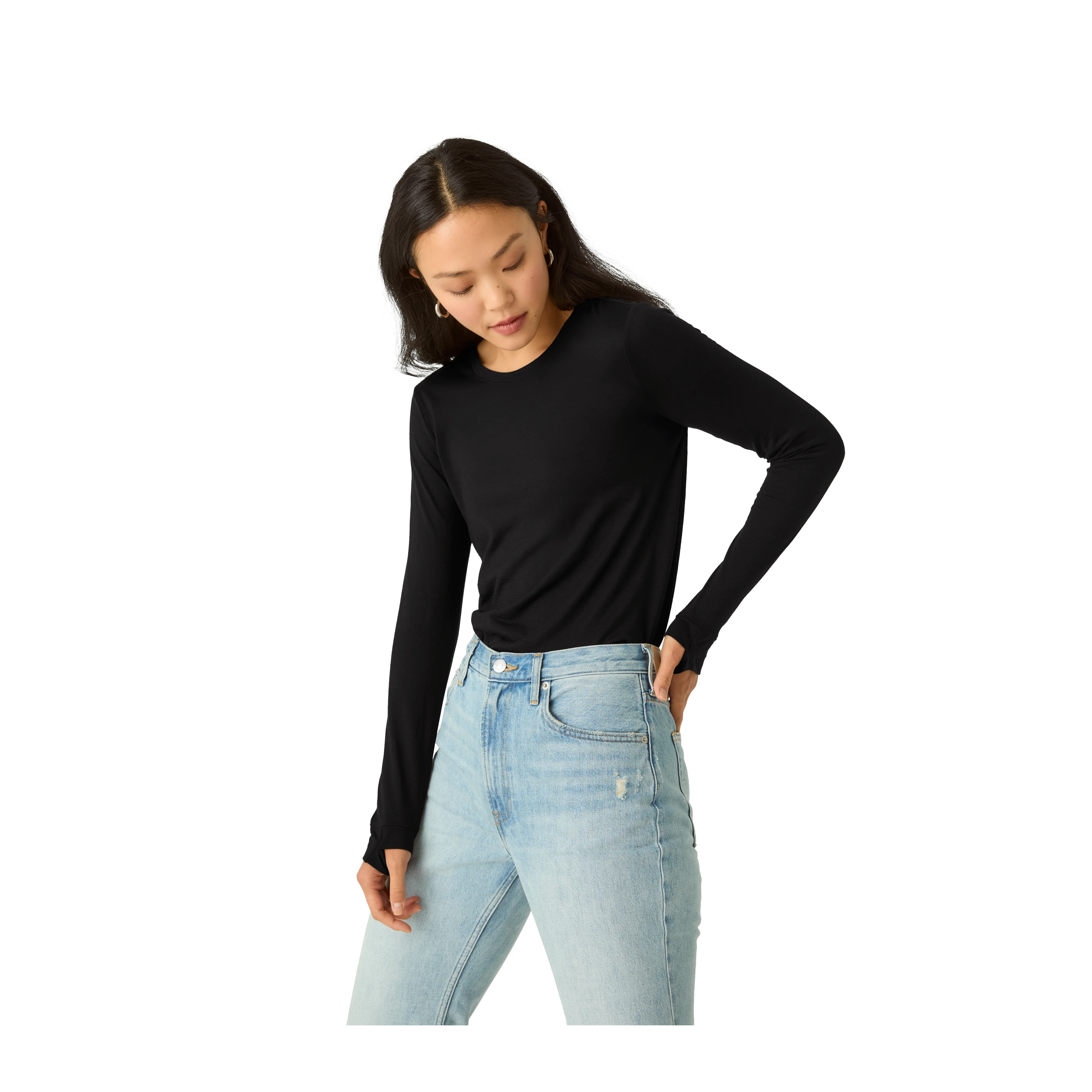 Women's Merino Wool Blend Crew Neck Long Sleeve T-Shirt - Image 23