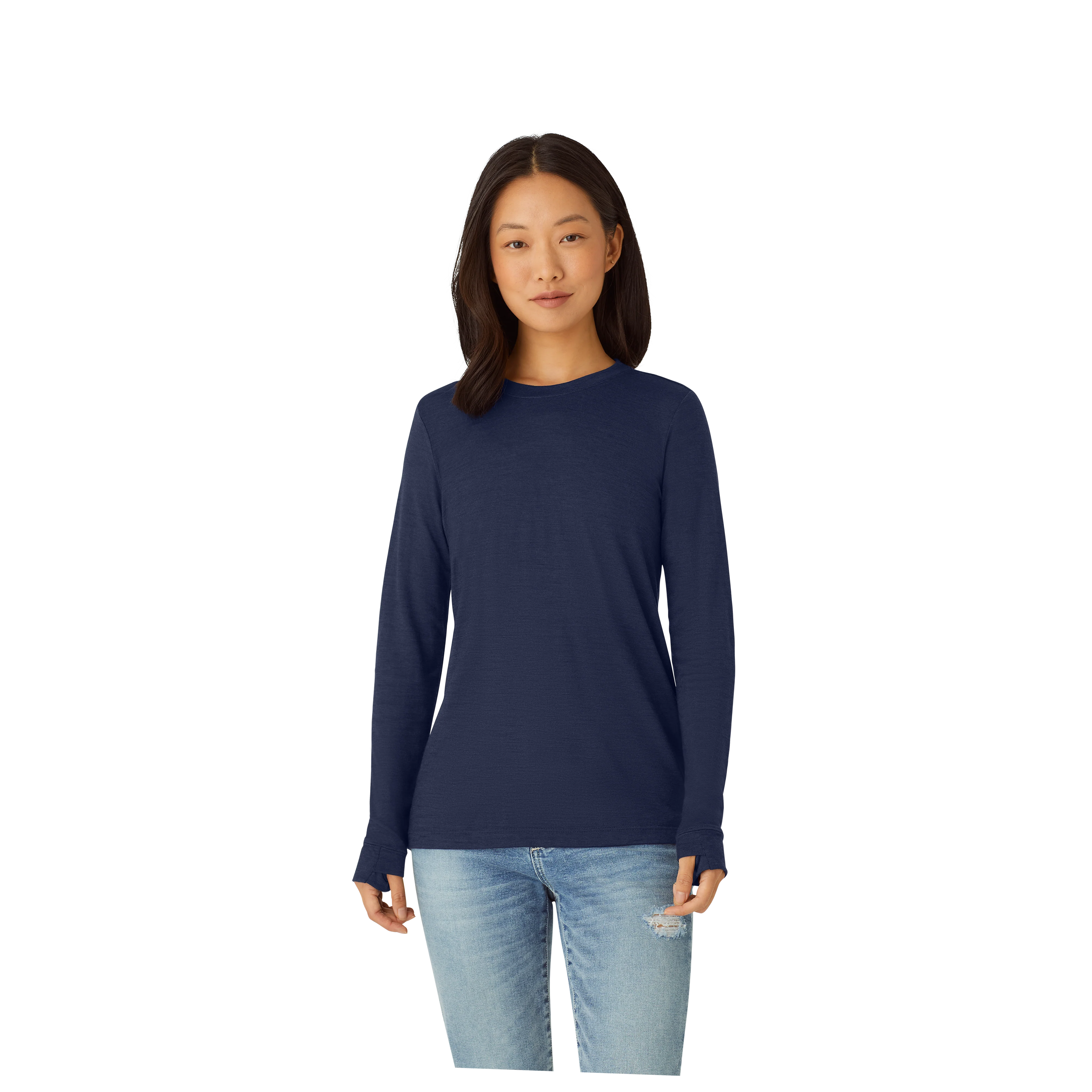 Women's Merino Wool Blend Crew Neck Long Sleeve T-Shirt - Image 27