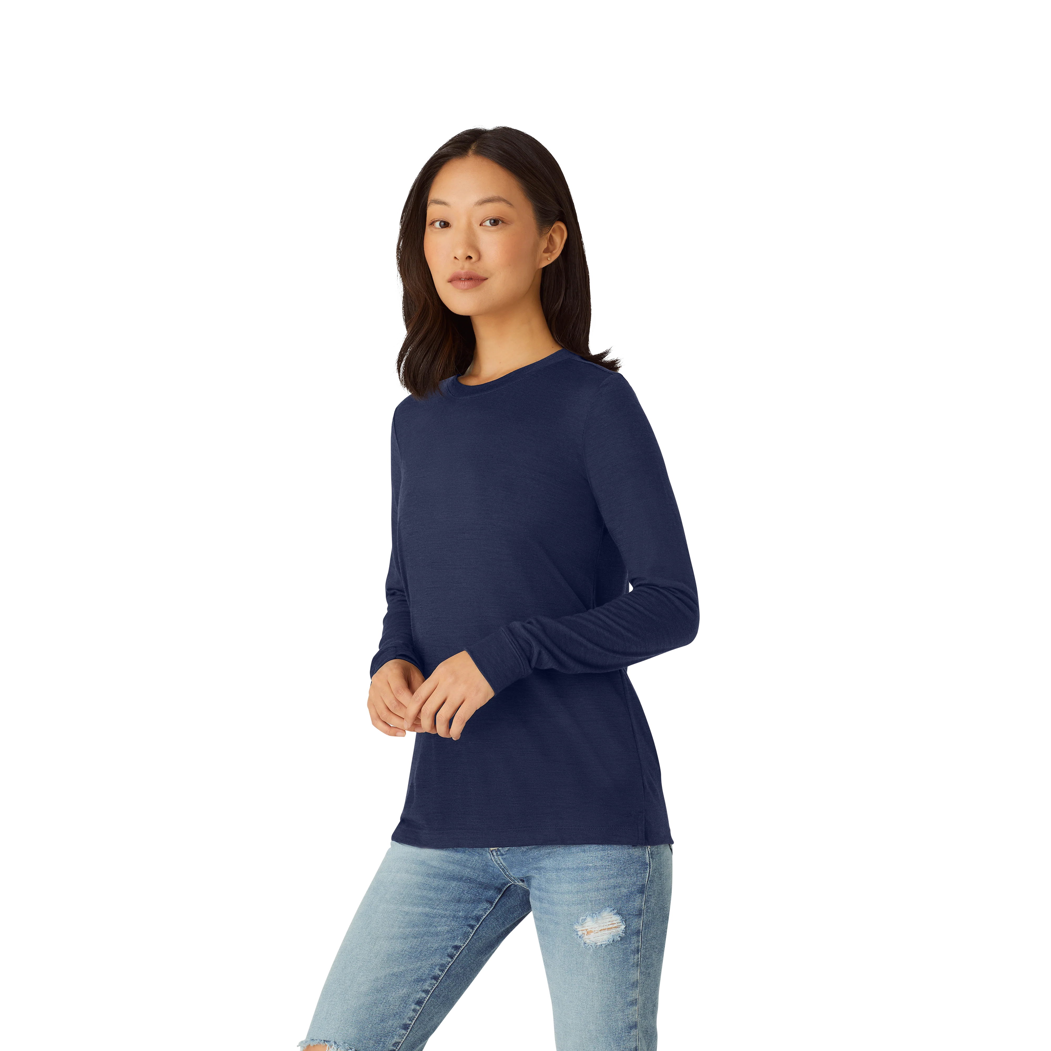 Women's Merino Wool Blend Crew Neck Long Sleeve T-Shirt - Image 29