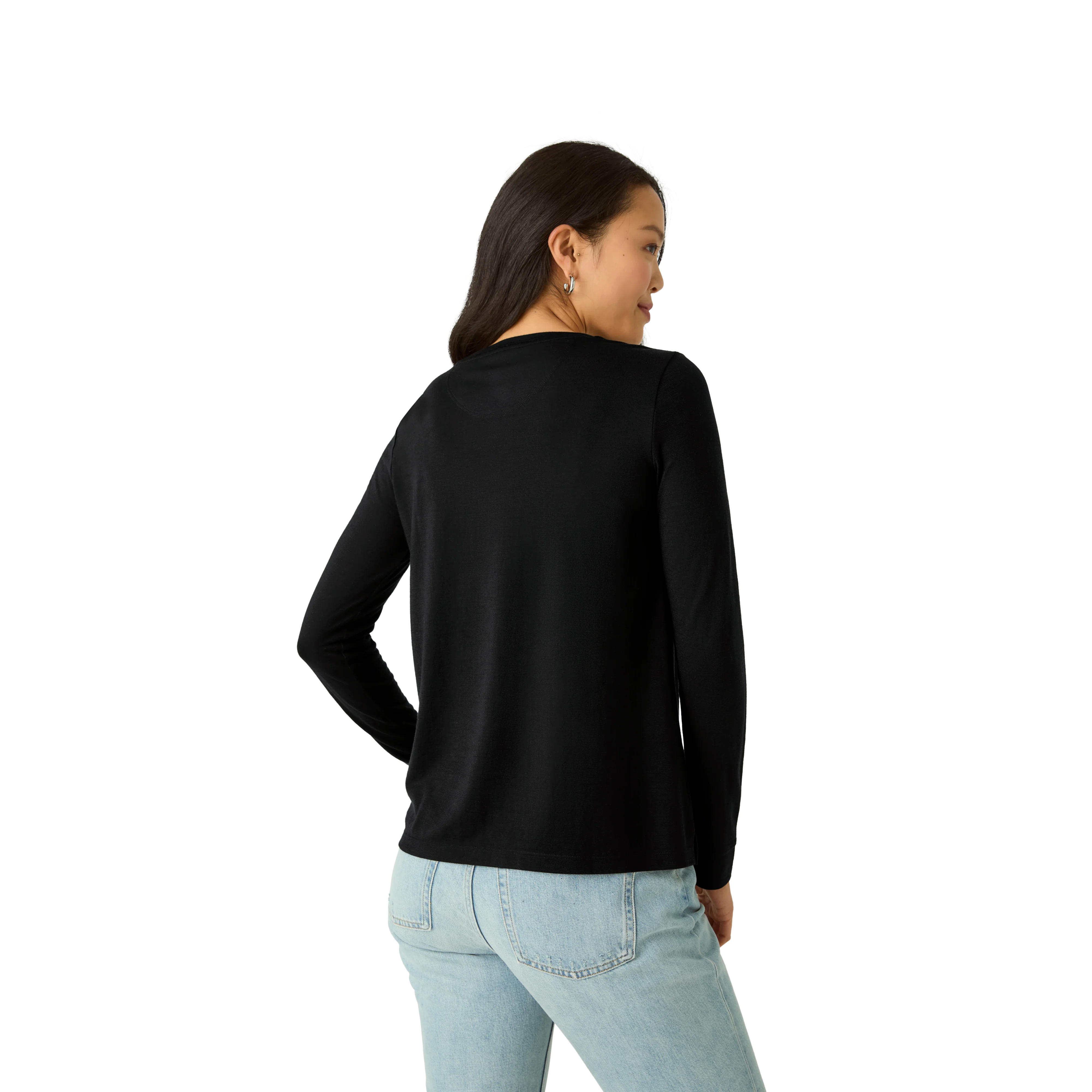 Women's Merino Wool Blend Crew Neck Long Sleeve T-Shirt 3-Pack - Image 14