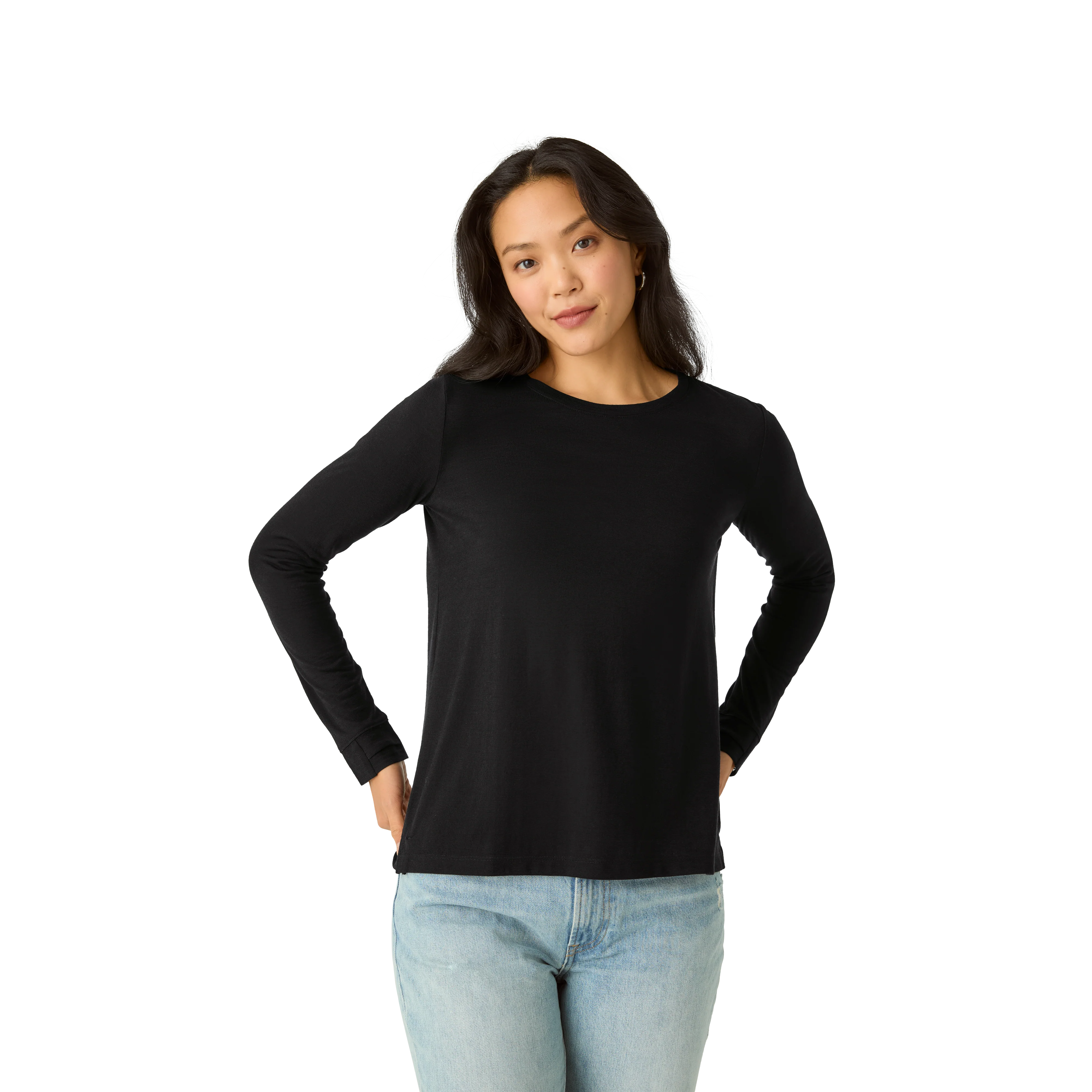 Women's Merino Wool Blend Crew Neck Long Sleeve T-Shirt 3-Pack - Image 4