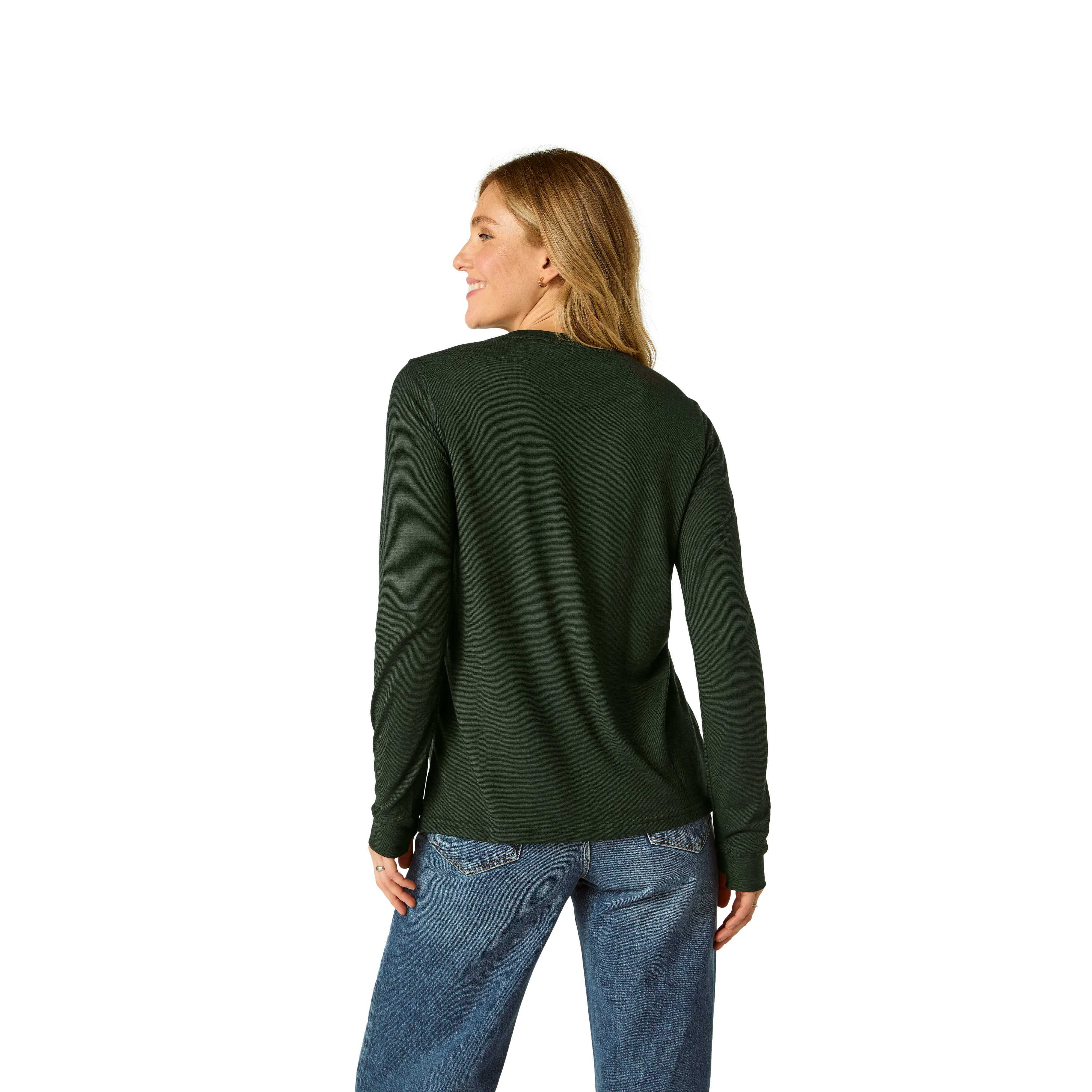 Women's Merino Wool Blend Crew Neck Long Sleeve T-Shirt 3-Pack - Image 12