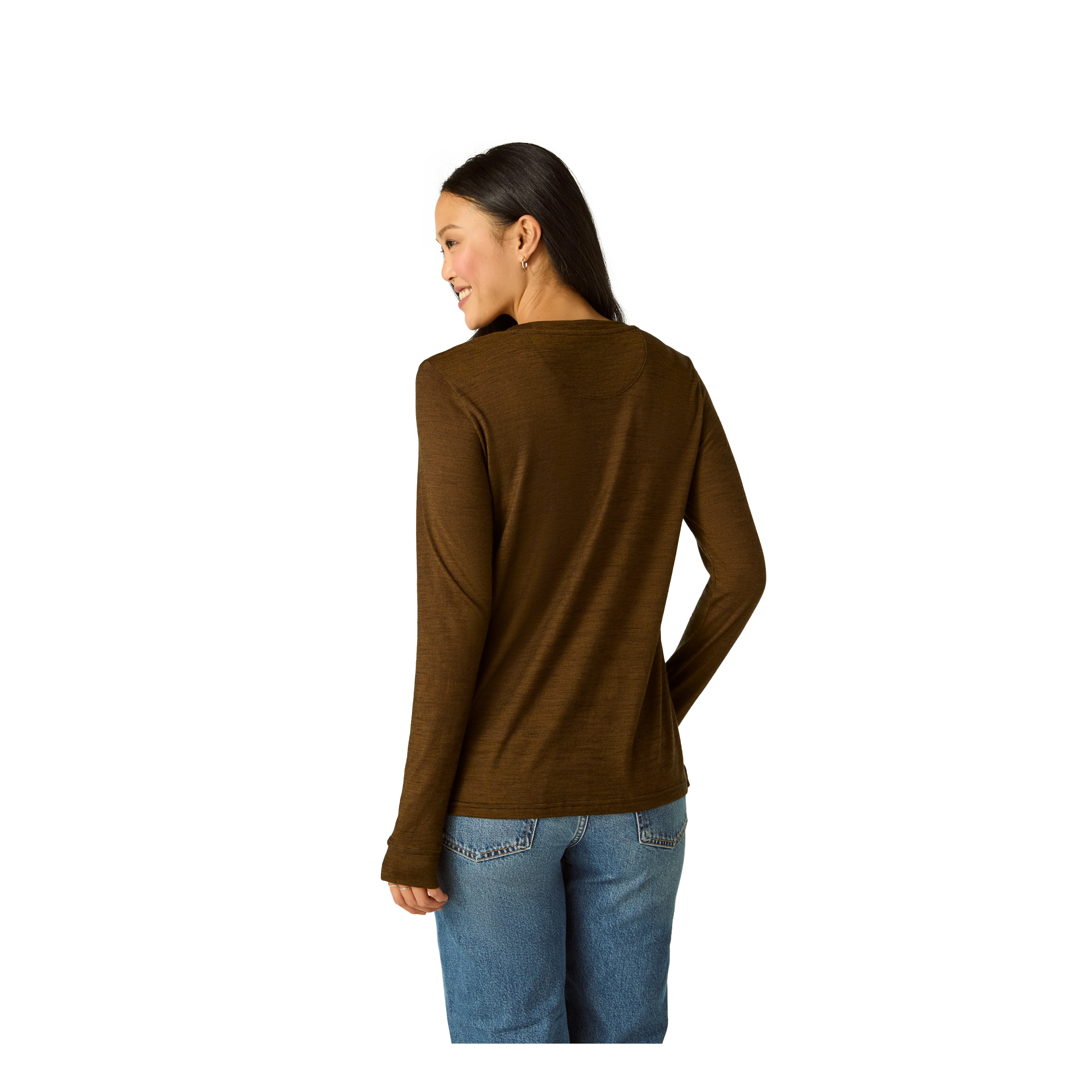 Women's Merino Wool Blend Crew Neck Long Sleeve T-Shirt 3-Pack - Image 3