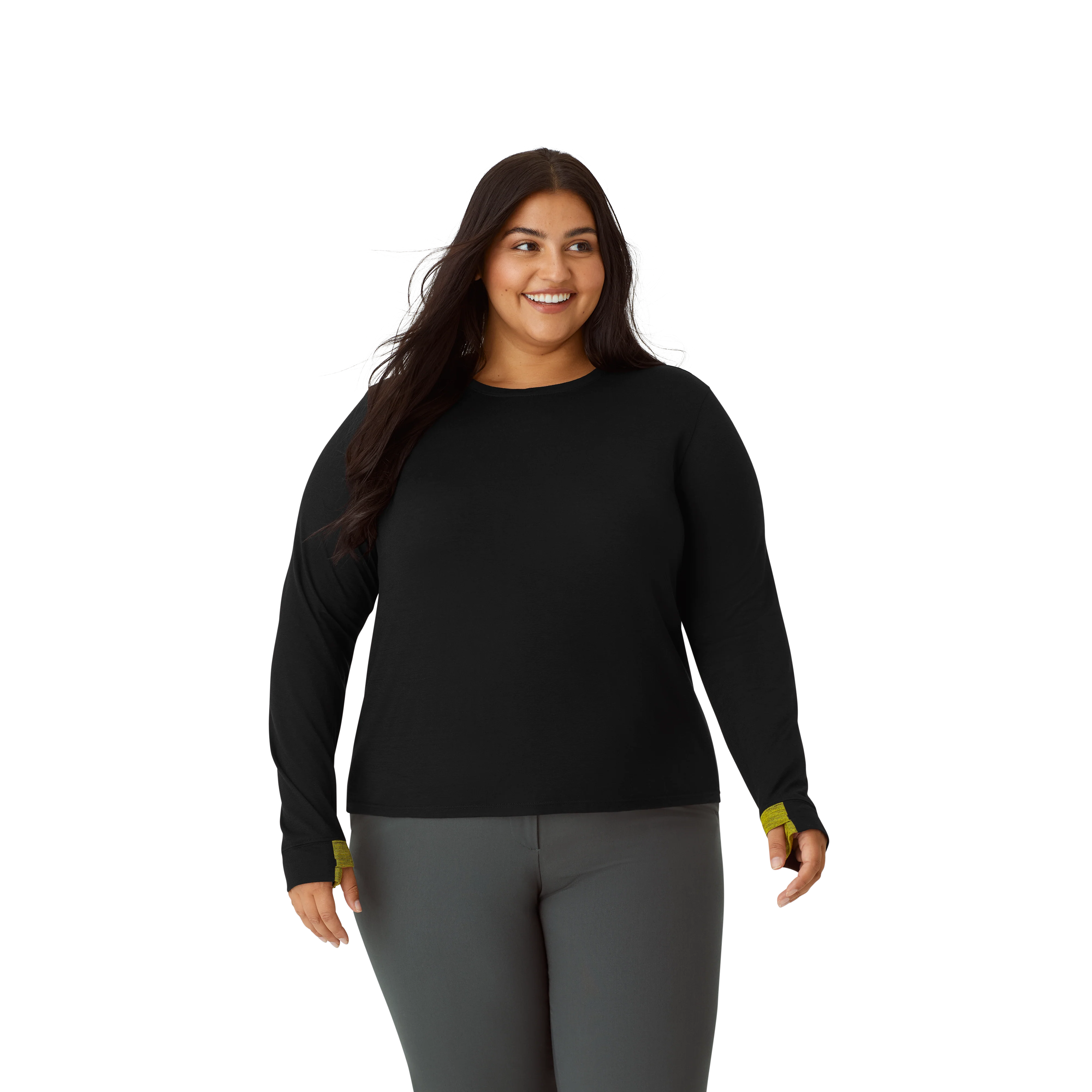 Women's Merino Wool Blend Crew Neck Long Sleeve T-Shirt - Image 32