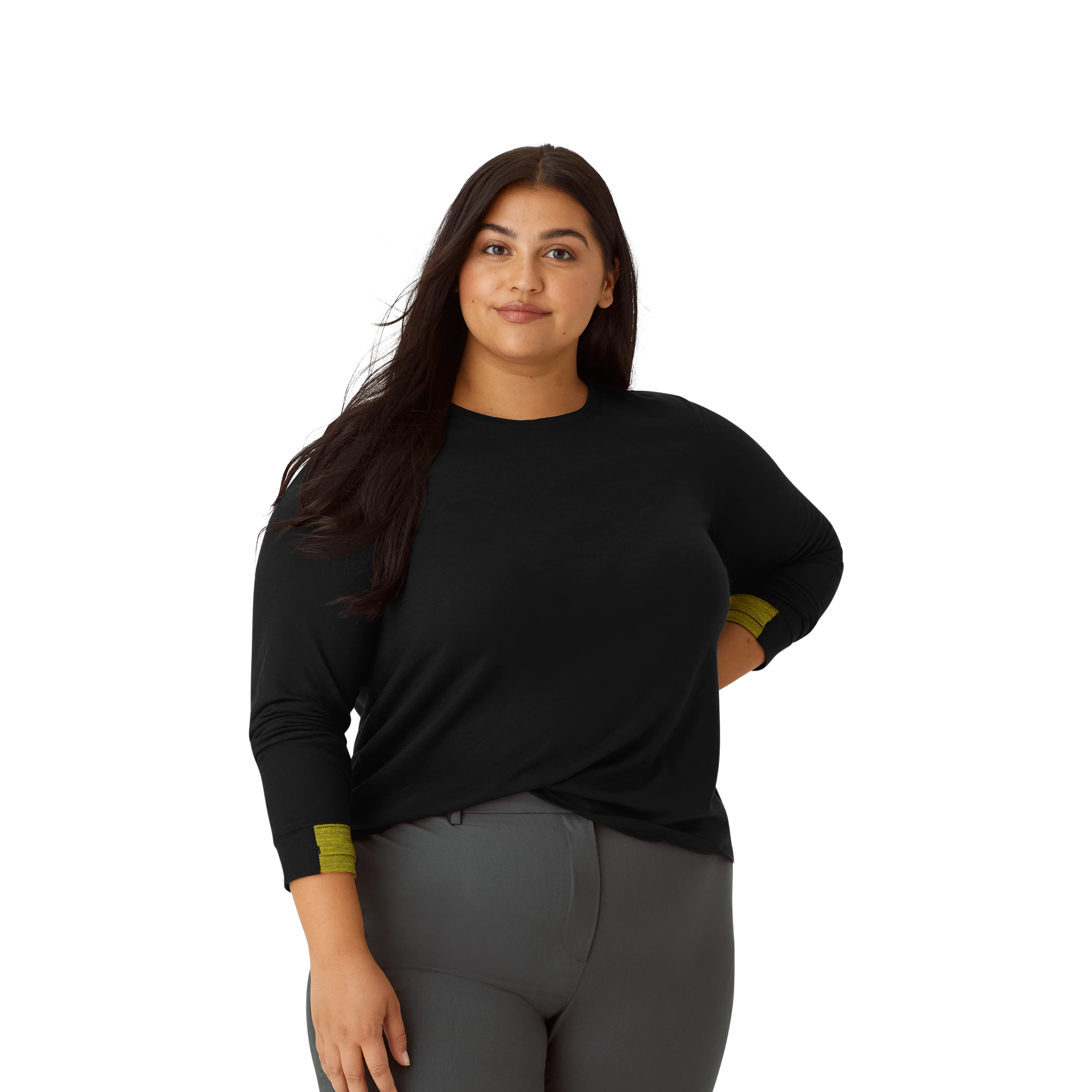 Women's Merino Wool Blend Crew Neck Long Sleeve T-Shirt - Image 33