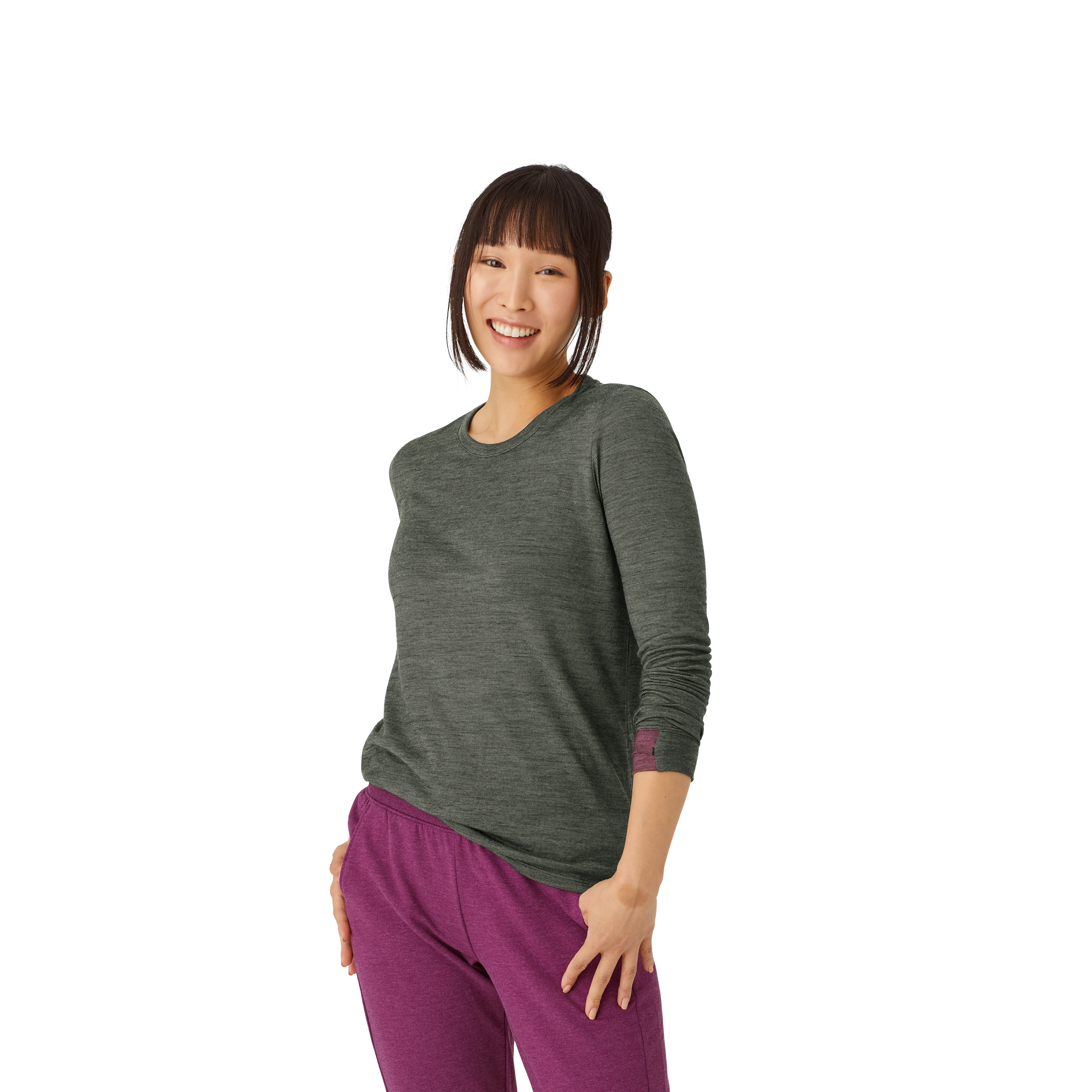 Women's Merino Wool Blend Crew Neck Long Sleeve T-Shirt - Image 38